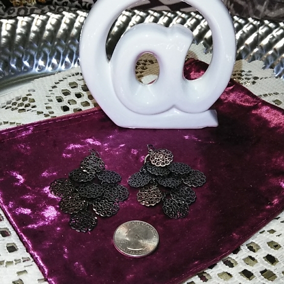 🌞NEW BOHO HANDMADE METALLIC PEWTER GRAY EARRINGS - Picture 4 of 8